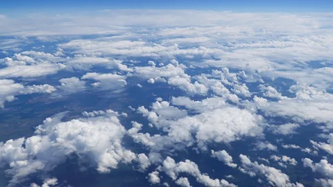 Beautiful moving clouds view from airplane window. Stock-Footage 92700472