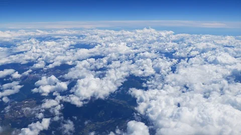  Beautiful moving clouds view from airplane window. Stock Footage 93142788