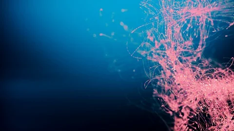 Beautiful moving particles on a colored background. 4K abstract background. Stock Footage 129994986