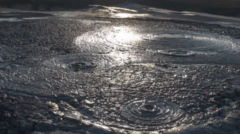 Beautiful mud volcano thermal location with circles gas eruption in Romania day Stock Footage 65724348