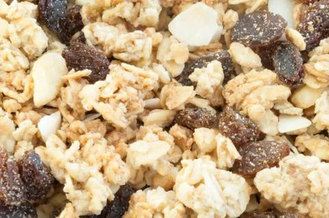 Beautiful muesli background for breakfast in studio Stock Photos