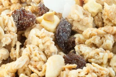 Beautiful muesli background for breakfast in studio Foto stock
