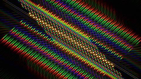 Beautiful multi-color image of light diffraction from a rotating line of LEDs Stock Footage 149592402
