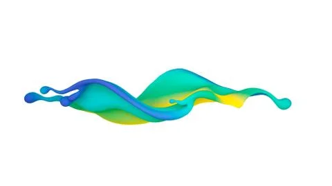 Beautiful multi-color splash of liquid or paint. 3D illustration, 3D visualiz Stock Illustration