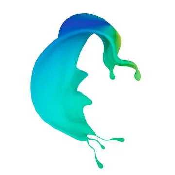 Beautiful multi-color splash of liquid or paint. 3D illustration, 3D visualiz Stock Illustration