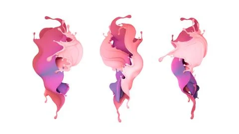 Beautiful multi-color splash of liquid or paint. 3D illustration, 3D visualiz Stock Illustration