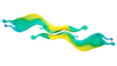Beautiful multi-color splash of liquid or paint. 3D illustration, 3D visualiz Stock Illustration