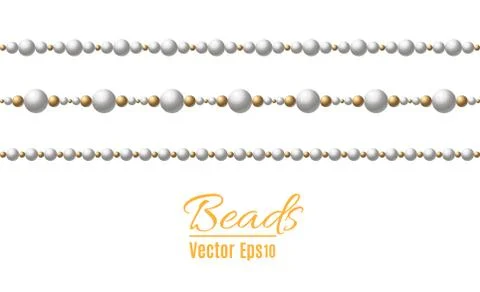 Beautiful multi-colored beads. String beads are realistic. Decorative element Stock Illustration