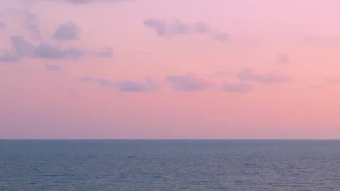 Beautiful Multi Colored Calm Sunset Evening Ocean Sun Purple Clouds Waves Time L Stock-Footage 312688461