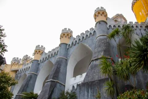 Beautiful multi-colored castle of the 19th century in lisbon Stock Photos