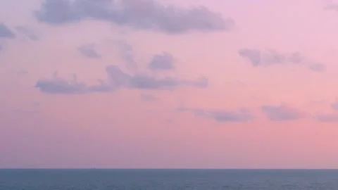Beautiful Multi Colored Dawn Sky with Purple Clouds over Sea Horizon Aerial View Stock-Footage 312688458