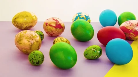 Beautiful multi-colored Easter eggs. Stock Footage 86902673