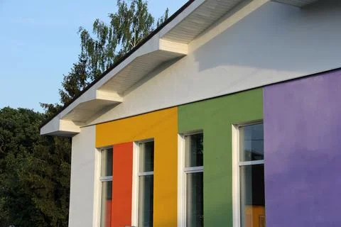 A beautiful multi-colored house. Stock Photos