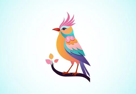 Beautiful multi coloured bird. Bird logo design vector illustration Stock Illustration