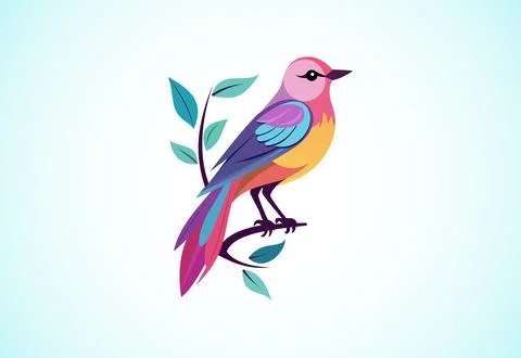 Beautiful multi coloured bird. Bird logo design vector illustration Stock Illustration