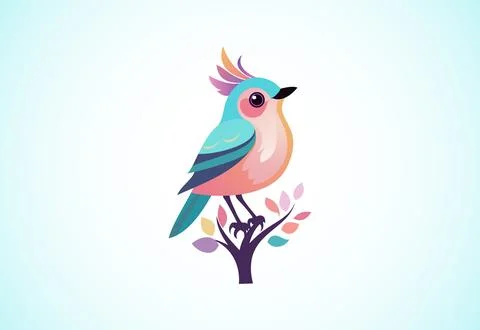Beautiful multi coloured bird. Bird logo design vector illustration Stock Illustration
