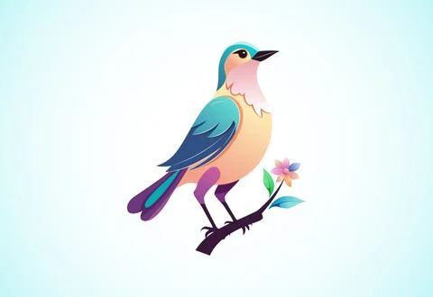 Beautiful multi coloured bird. Bird logo design vector illustration Stock Illustration