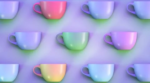 Beautiful multicolored ceramic mugs. Tableware industry background Stock Illustration