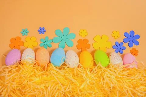 Beautiful multicoloured Easter eggs Stock Photos