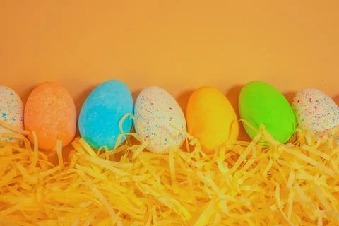 Beautiful multicoloured Easter eggs Foto stock