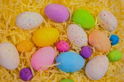 Beautiful multicoloured Easter eggs Stock Photos