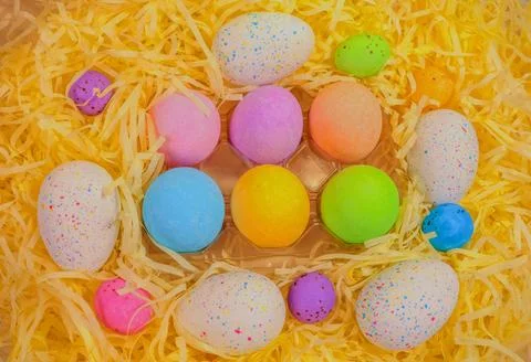 Beautiful multicoloured Easter eggs Stock Photos
