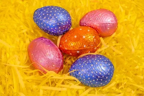 Beautiful multicoloured Easter eggs Foto stock