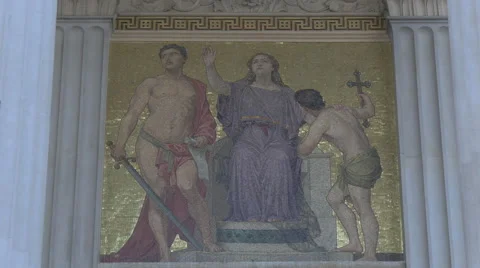 Beautiful mural painting on the facade of Austrian Parliament Building, Vienna 動画素材 59572421