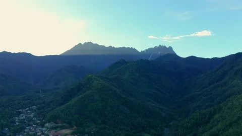Beautiful nature fresh green rainfores with Mount Kinbalu Stock Footage 122024925