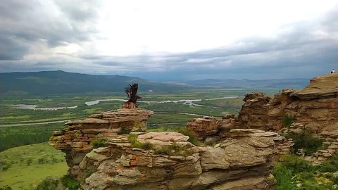Beautiful nature in Mongolian... Place called Saikhanii Hutul Stock Footage