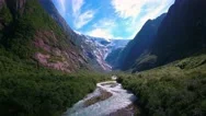 Beautiful Nature Norway Glacier Kjenndalsbreen. Stock Footage
