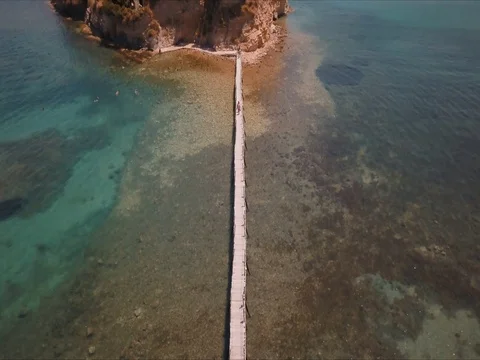Beautiful Navagio Beach On Zakynthos Island In Greece aerial drone Stock Footage