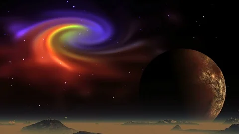 Beautiful Nebula and Alien Planet Stock Footage 80822014