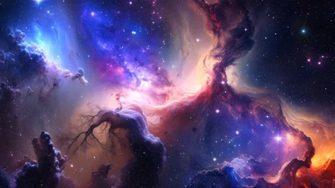 Beautiful nebula and galaxies in deep space in 4k Stock Footage 236397239