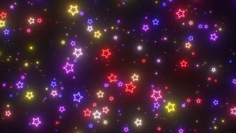Beautiful Neon Glowing Outer Space Star Shapes Expand And Contract Stock Illustration