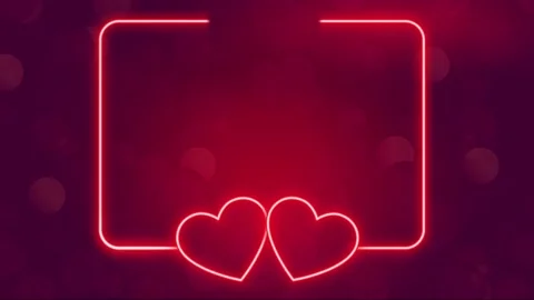 A beautiful Neon red-colored light flickering animation with a heart-shaped box  Stock Footage 168134142