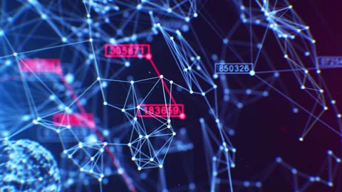 Beautiful Network Grid Turning in Close-up 3d Animation. Wireframe Spheres Stock Footage 141674795