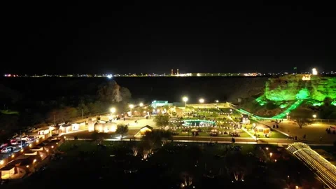 Beautiful Night Drone Footage flying in Saudi Arabia Stock Footage 290928126