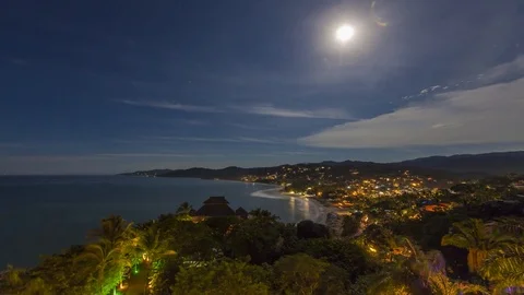 Beautiful Night time TimeLapse Small Town, Sayulita, Mexico Stock Footage 84992389