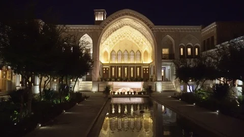 Beautiful night view of Ameri Historical House in Kashan, Iran Stock Footage 99733802
