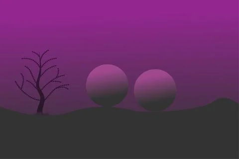 Beautiful night view background circle and tree black abstract vector design Stock Illustration