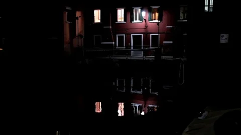 A beautiful night view of an old house in an ancient town Stock Footage 73200279