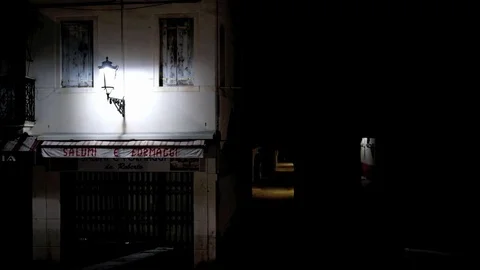 A beautiful night view of an old house in an ancient town Stock Footage 73201815