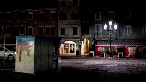A beautiful night view of an old square Stock Footage 73199156