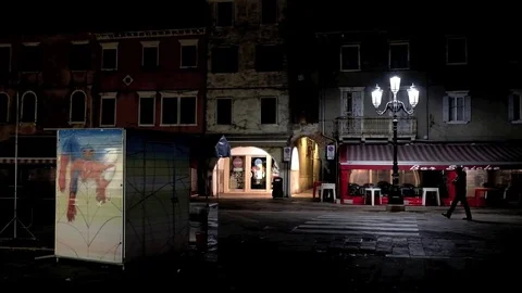 A beautiful night view of an old square Stock Footage 73202346