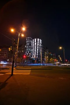 Beautiful night view of prague dancing house Stock-Fotos