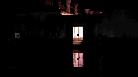 A beautiful night view of water reflections in an ancient town Stock Footage 73201030