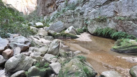 Beautiful Oasis Between The Rocks, Canyon De Maki, Isalo National Park Stock Footage 125344701