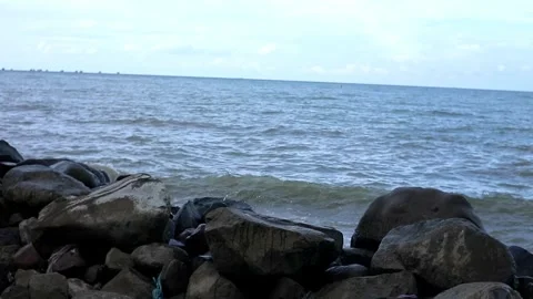 Beautiful ocean with constantly moving waves Stock Footage 263054862