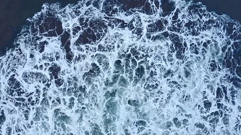 Beautiful ocean seascape - powerful waves seen from above Stock Footage 77601620